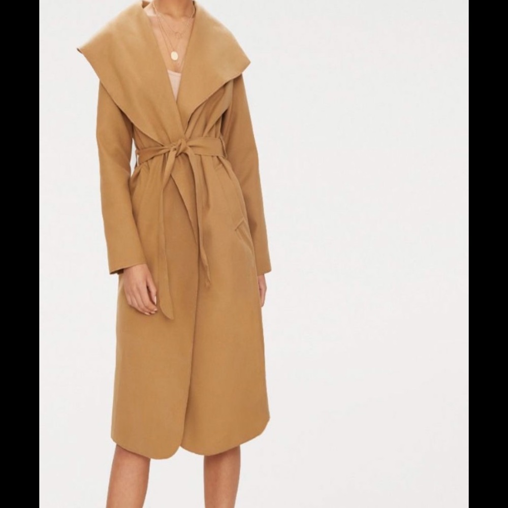 Pretty little thing camel waterfall belt coat